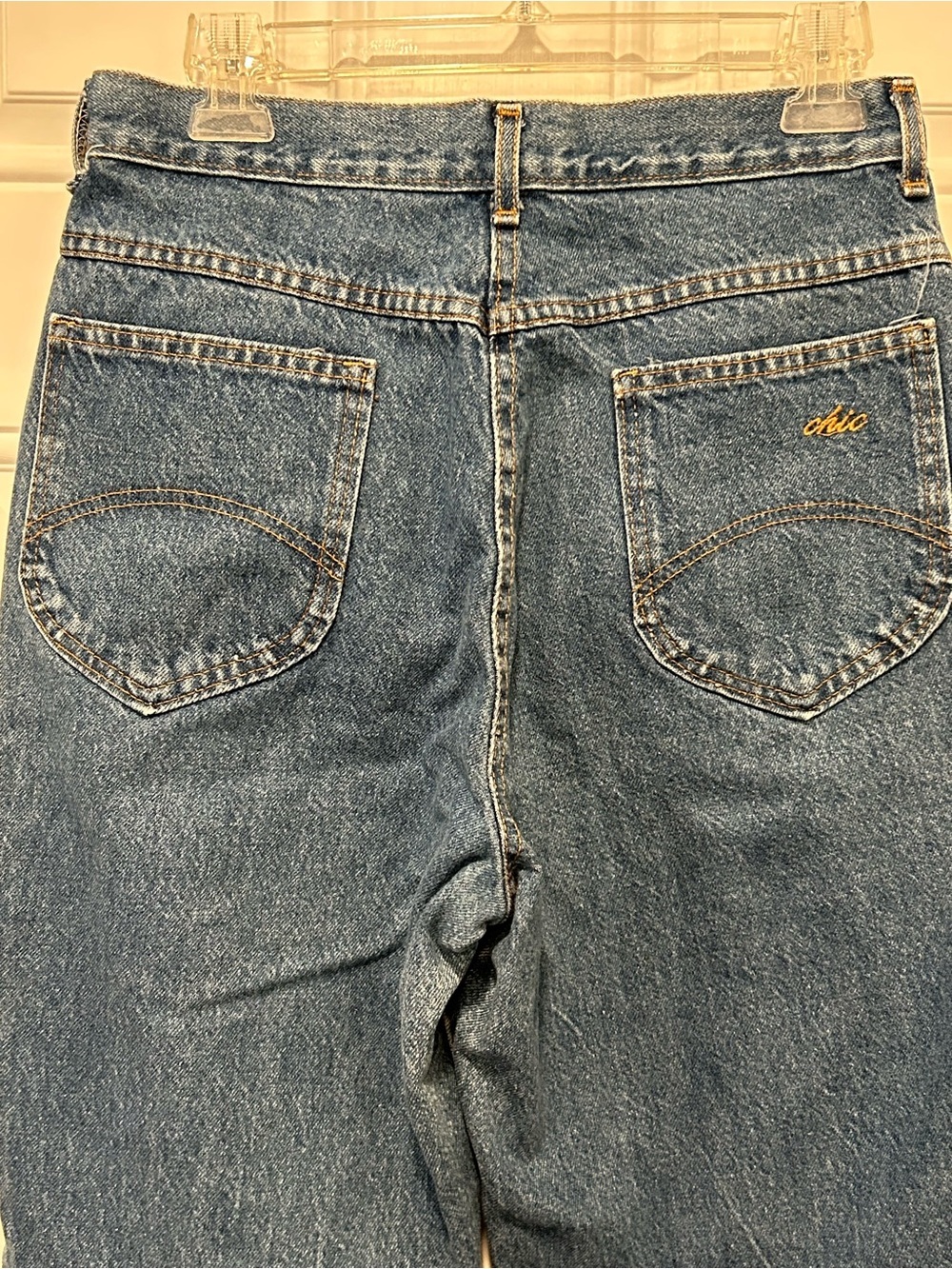 Vintage Chic Mom Jeans Medium Blue High Waist Made In USA 80s Taper Denim Sz 14 - Picture 8 of 13
